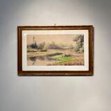 Tableau ancien, paysage signé Andrée Bouchard XX siècle