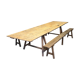 Pine guinguette table with trestles and oak bench