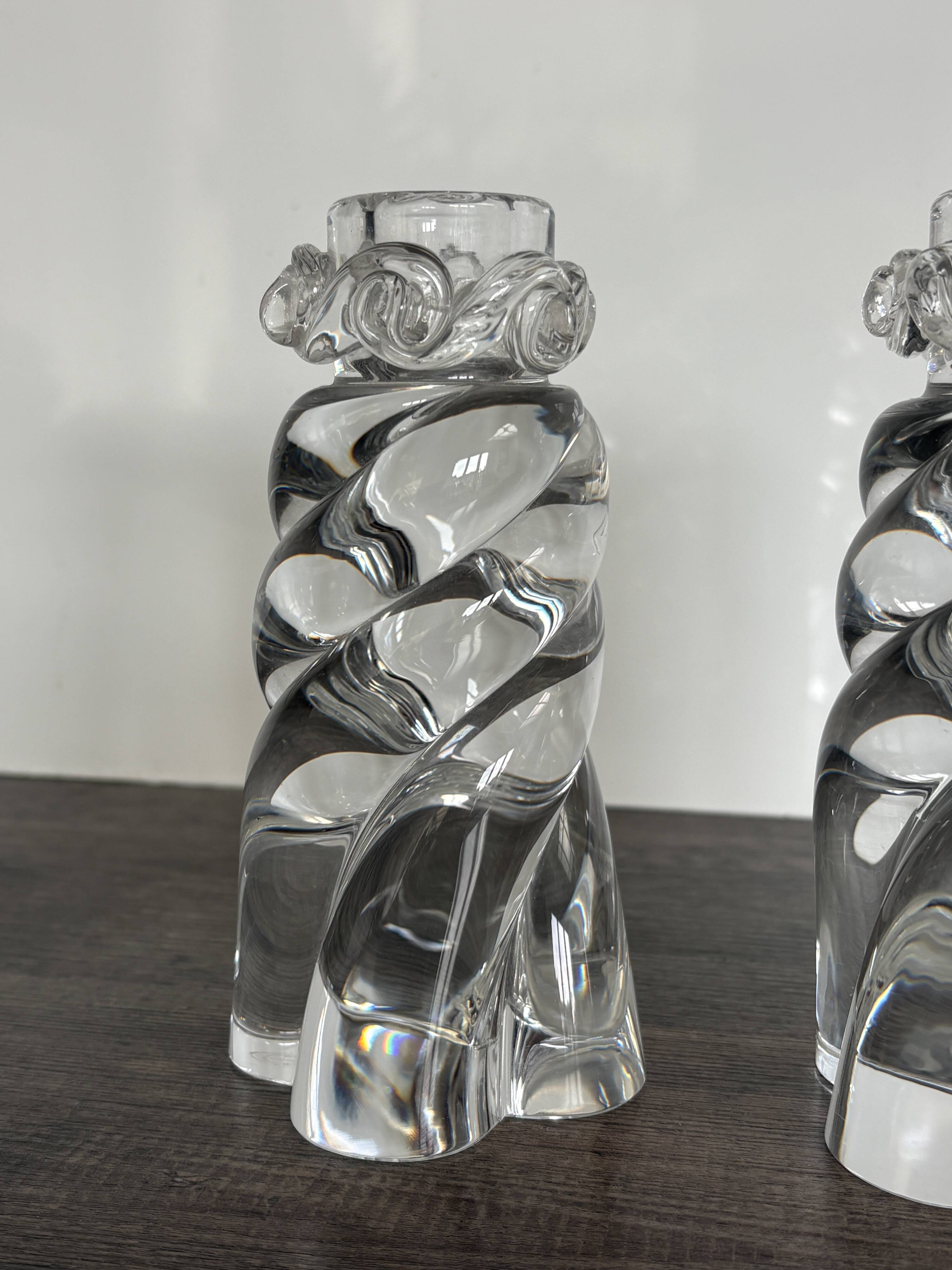 Pair of signed Baccarat Aladin candlesticks