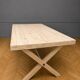 Very large industrial design table / sandblasted solid wood / L 242 cm