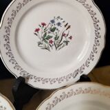 6 dessert plates floral and golden decoration - Model Printemps de Digoin - circa 1950