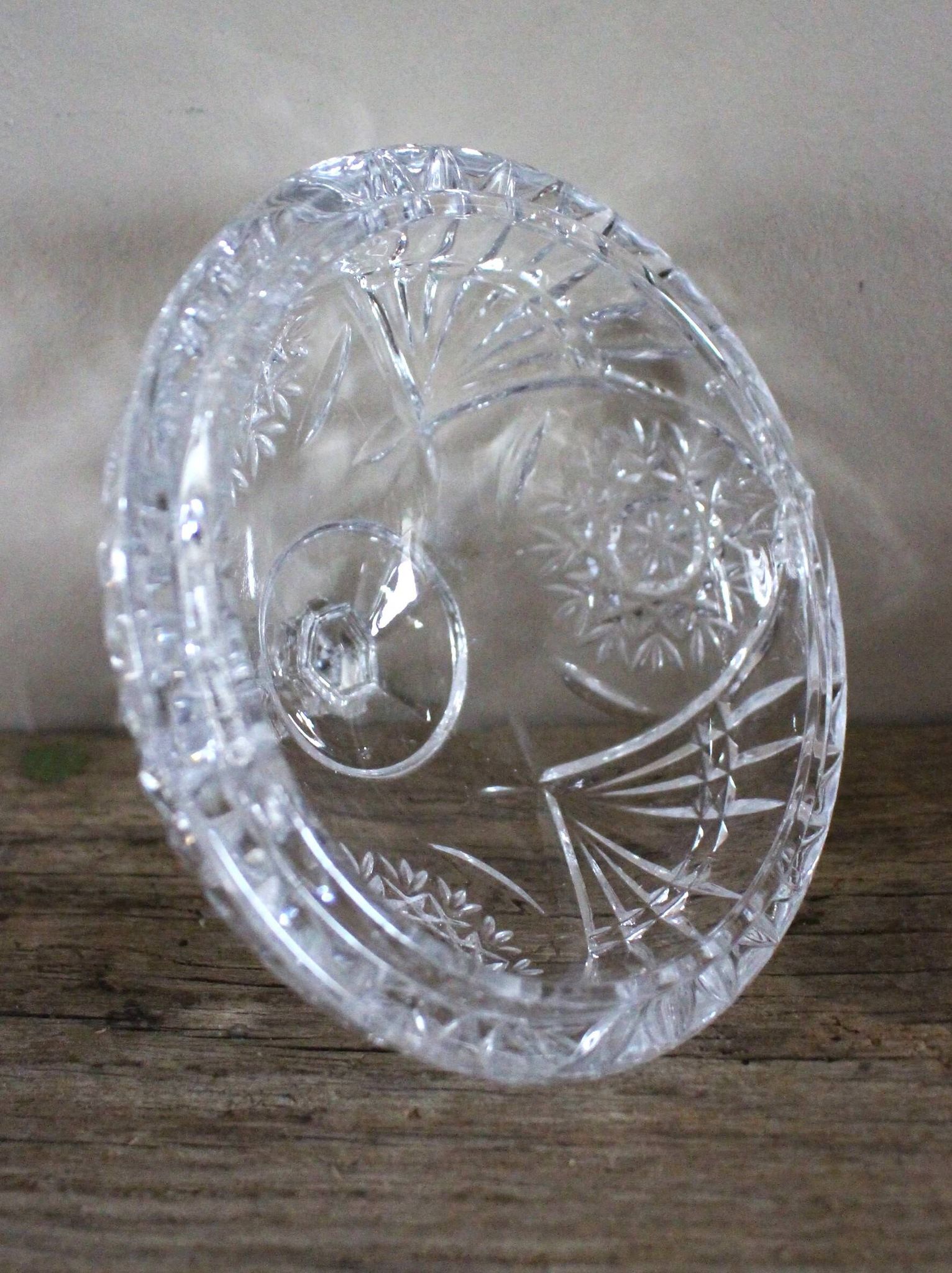 Cut glass sweet jar on feet