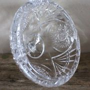Cut glass sweet jar on feet