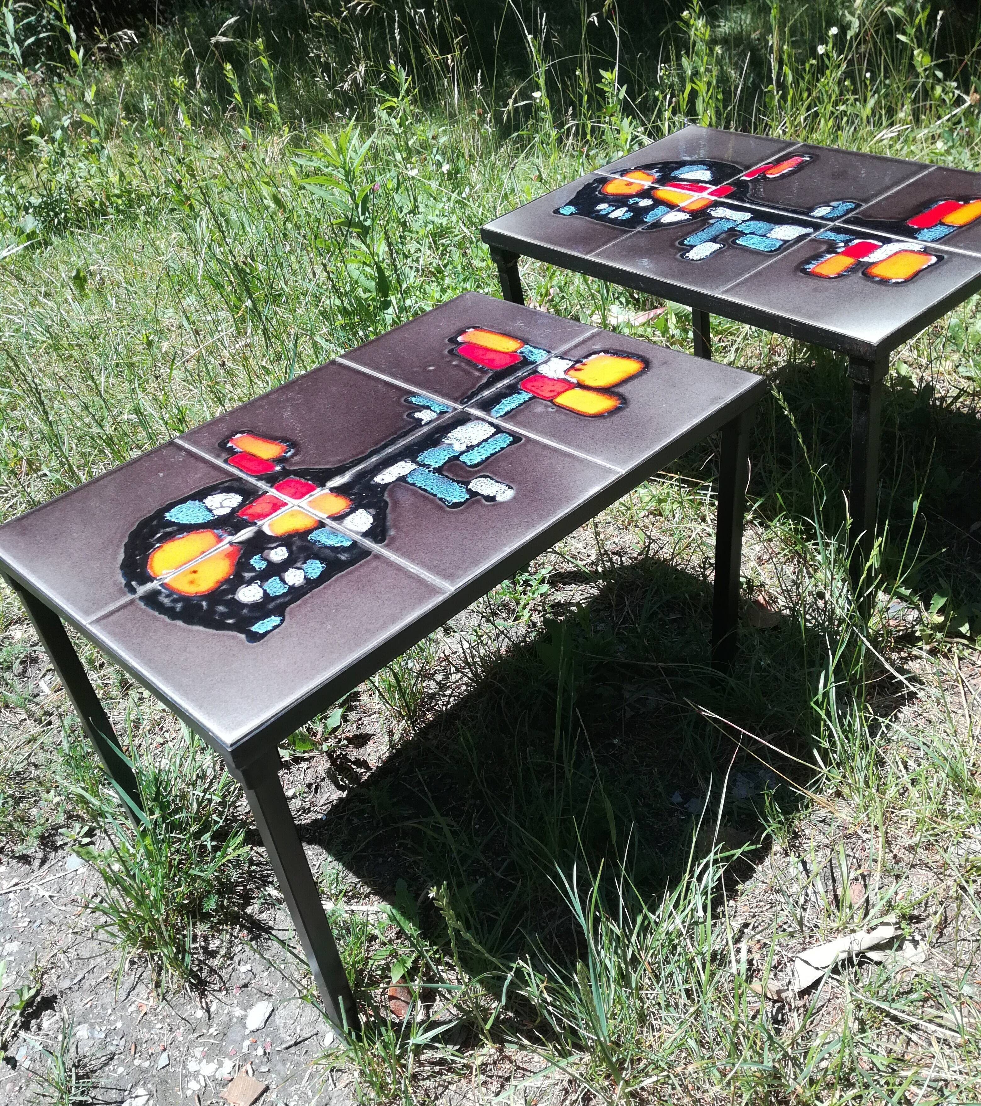 Two 70's ceramic coffee tables