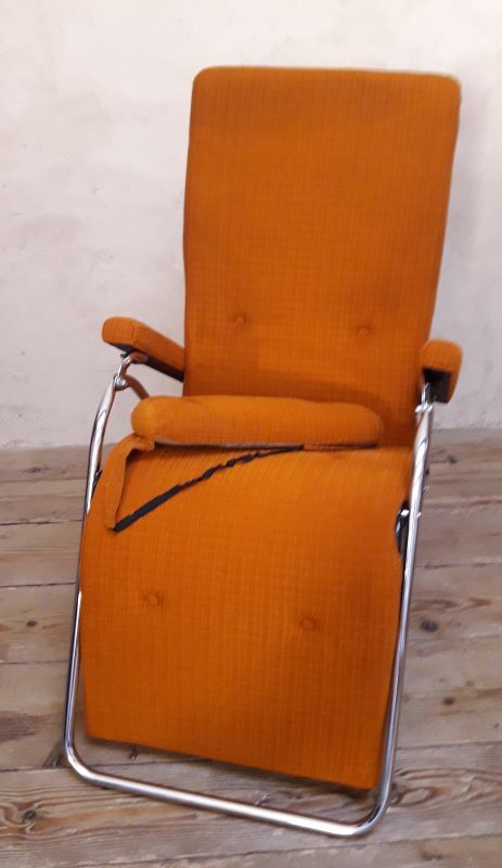 Deckchair Lama chrome vintage fabric