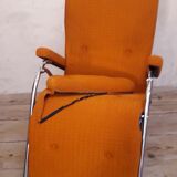 Deckchair Lama chrome vintage fabric