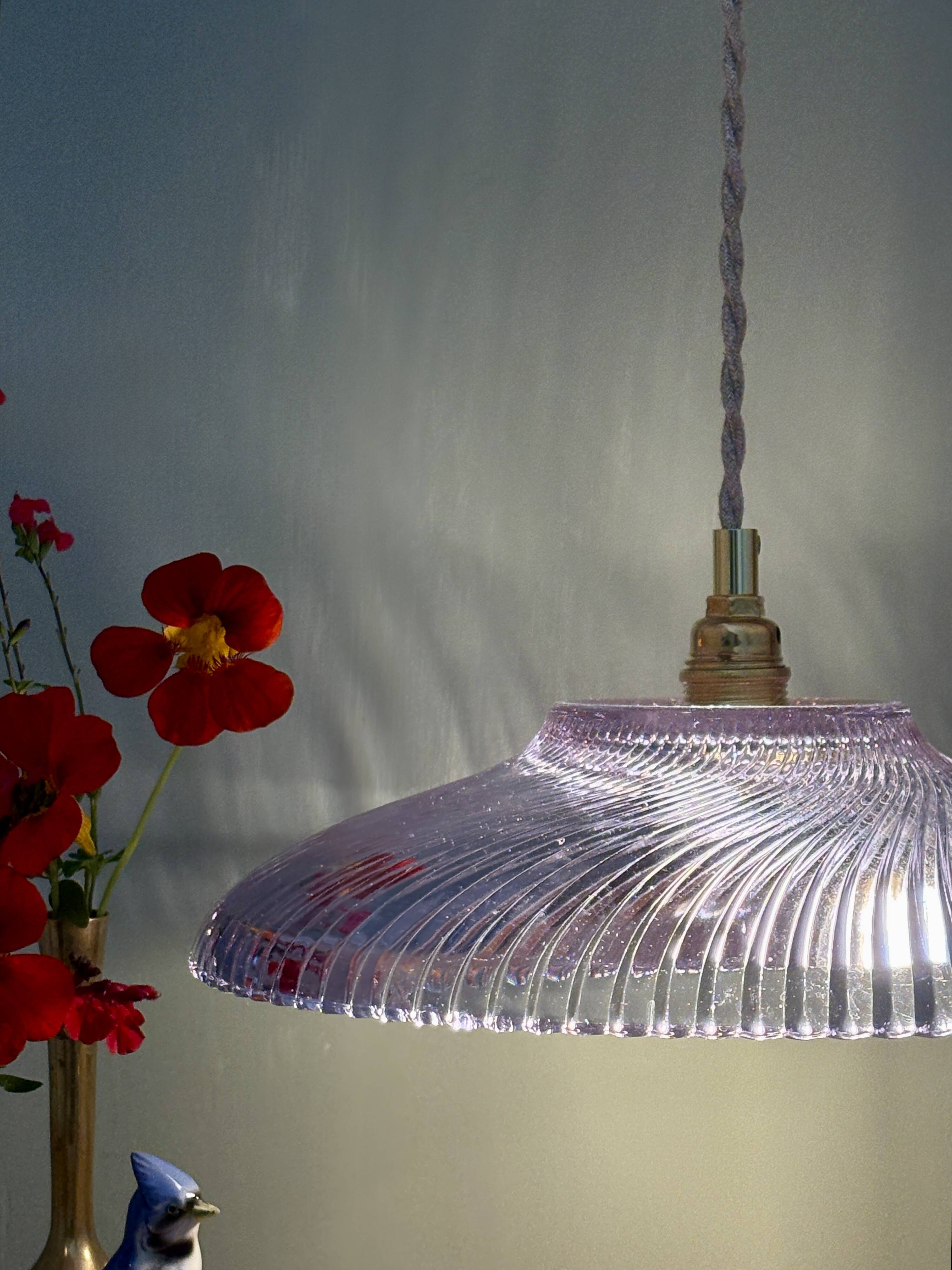 Vintage purple glass pendant light - tableware collection -