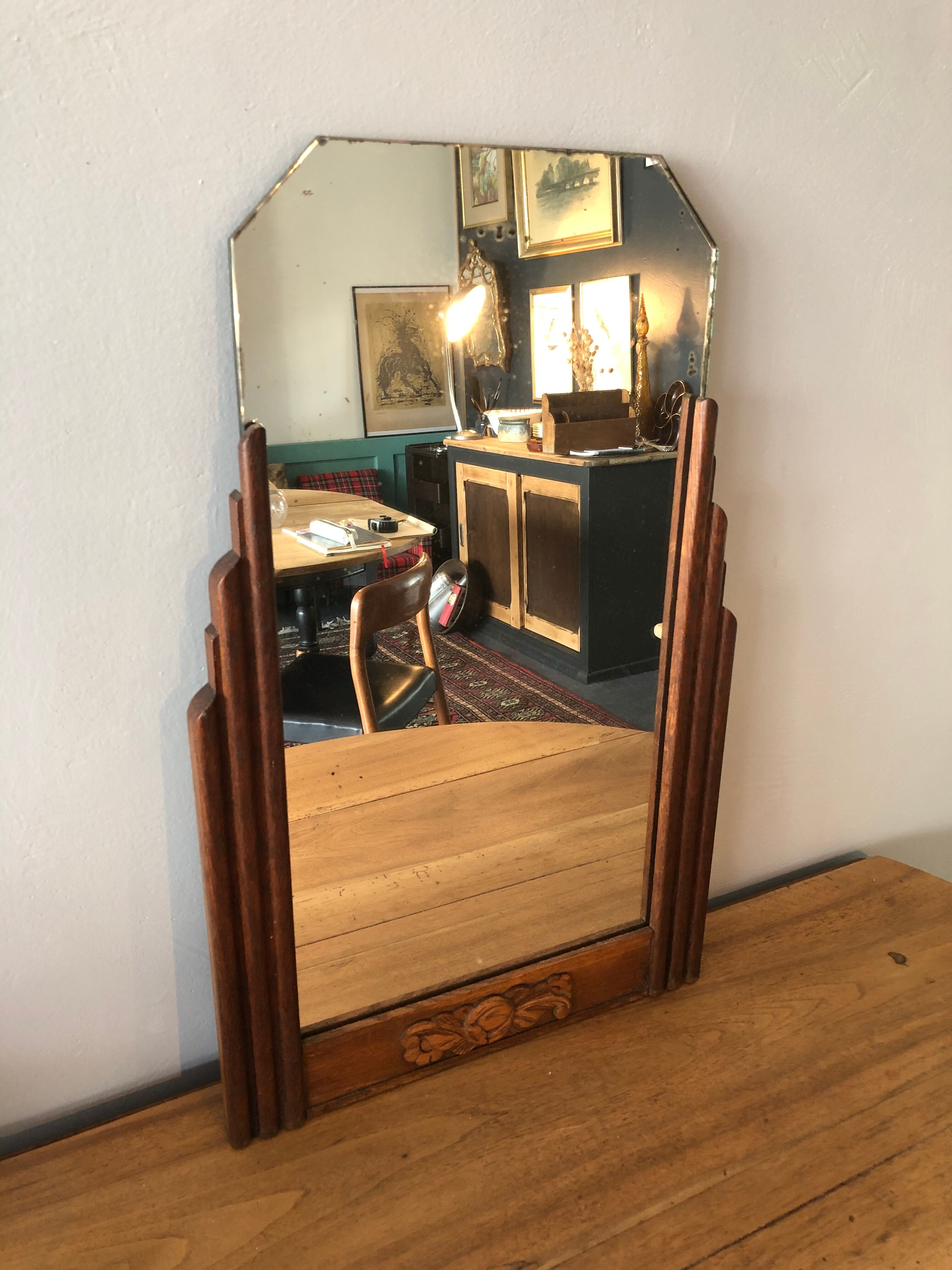 Art Deco mirror to be installed or suspended  42x67cm