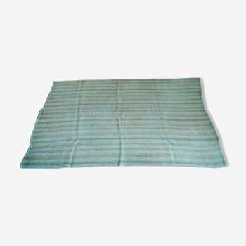 Tapis bleu en chanvre d’origine turc 150 x 195 cm