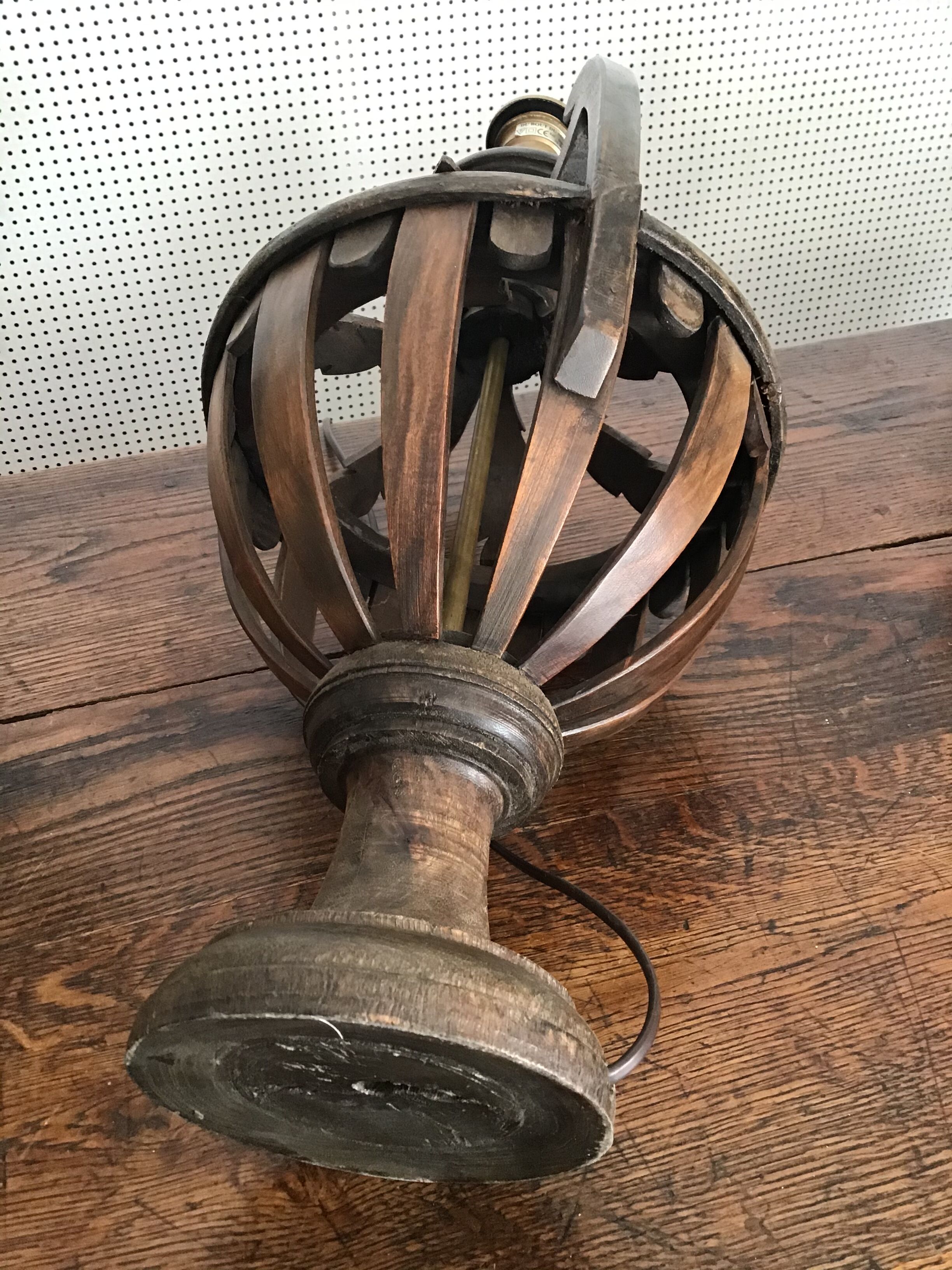 Pair of wooden lamps