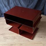 Side table, metal and smoked glass according to François Monnet