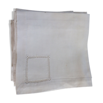 12 serviettes blanches pur fil des années 50