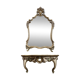 Ancien miroir et console murale en bois sculpté