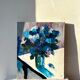 Contemporary still life with flowers, blue flowers, J. Heguy