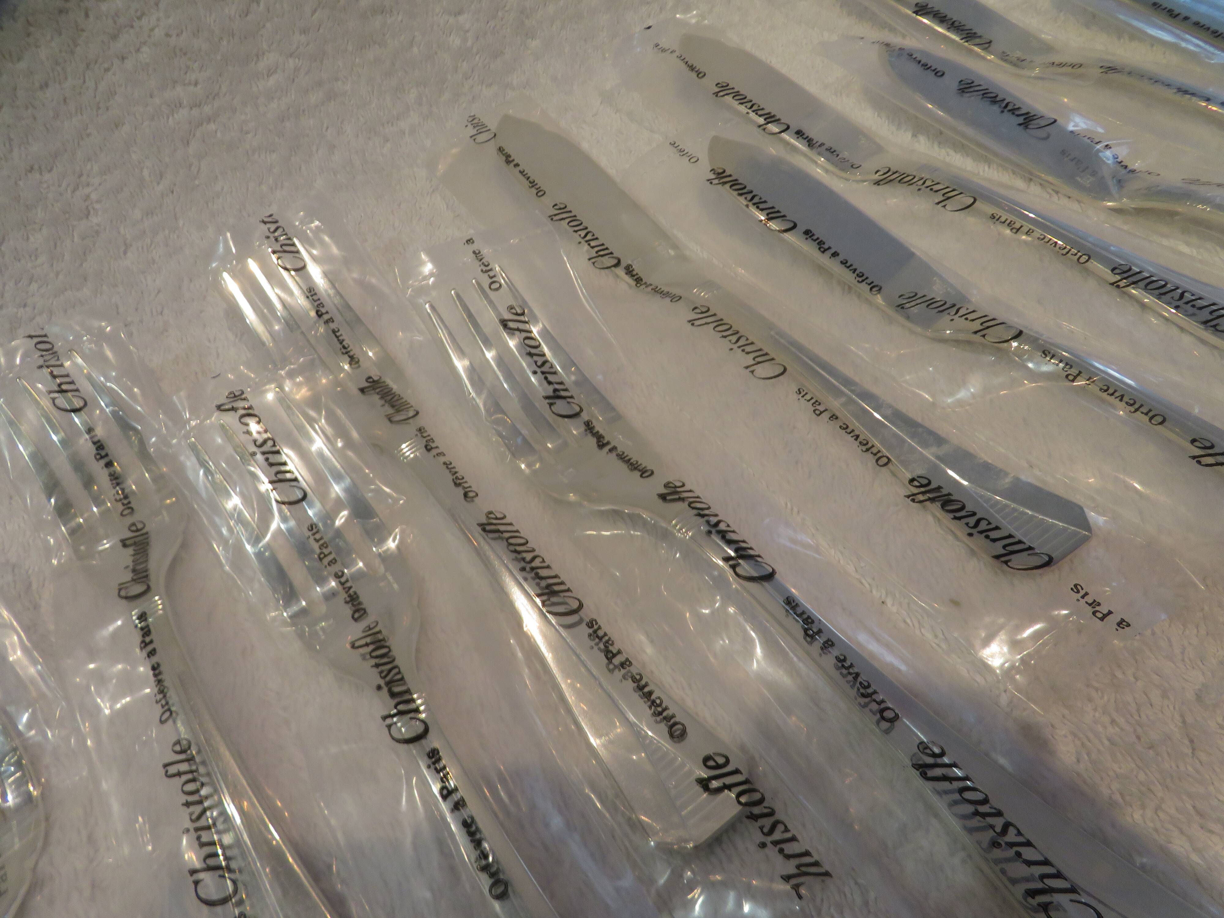 6 Christofle Atlantide silver-plated fish cutlery sets 12p in blister pack