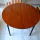 Dining table Pierre Guariche, teak and black steel from the 1960s with extension.