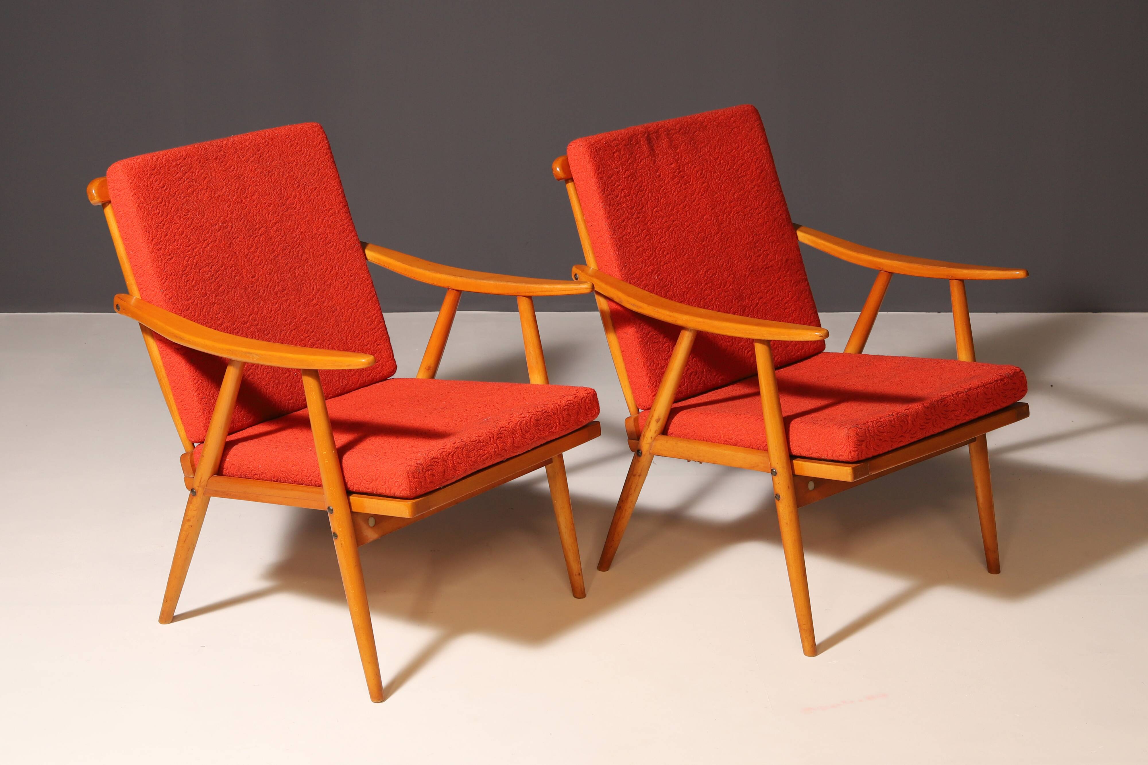 Pair of mid-century armchairs by Jaroslav Šmídek for TON, 1970s