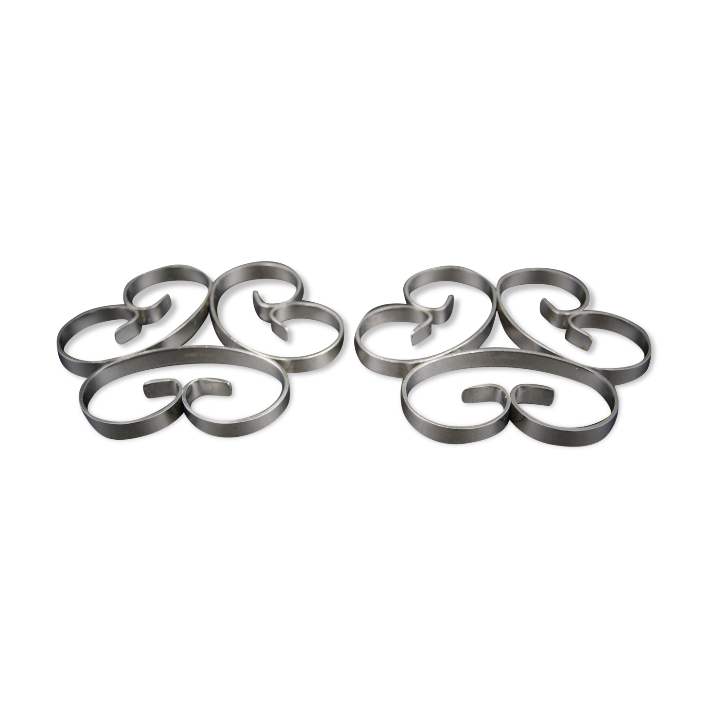 Pair Flat bottom BB vintage stainless steel