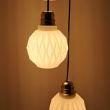 Suspension 3 lumières en opaline blanche