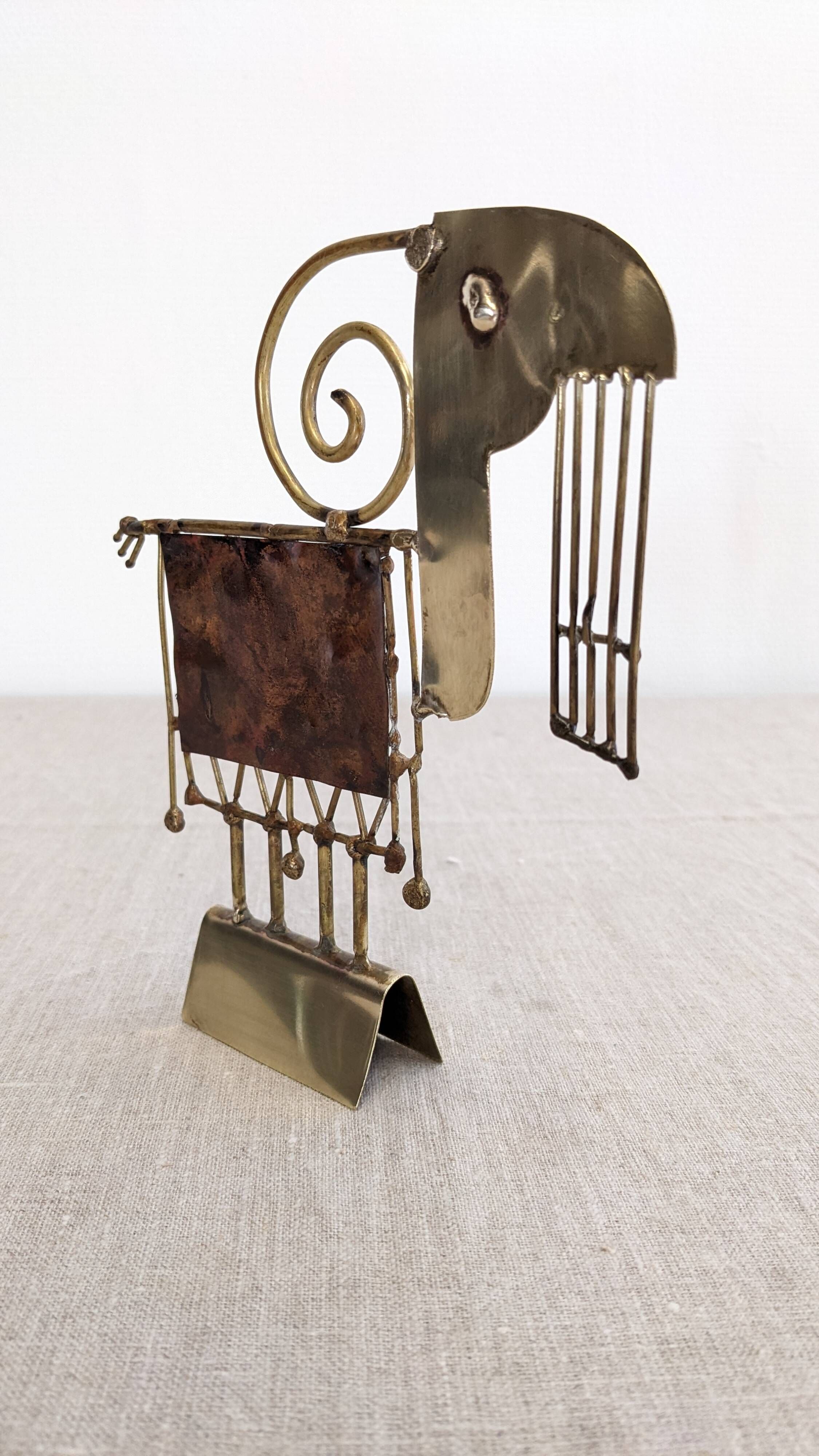 Brutalist sculpture "Goat" in welded brass and copper by Jarc circa 1970