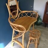 Old rattan hairdresser with stool