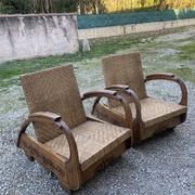 Pair of Art Deco colonial armchairs