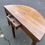 Round extendable dining table with drop leaf, 19th century console table