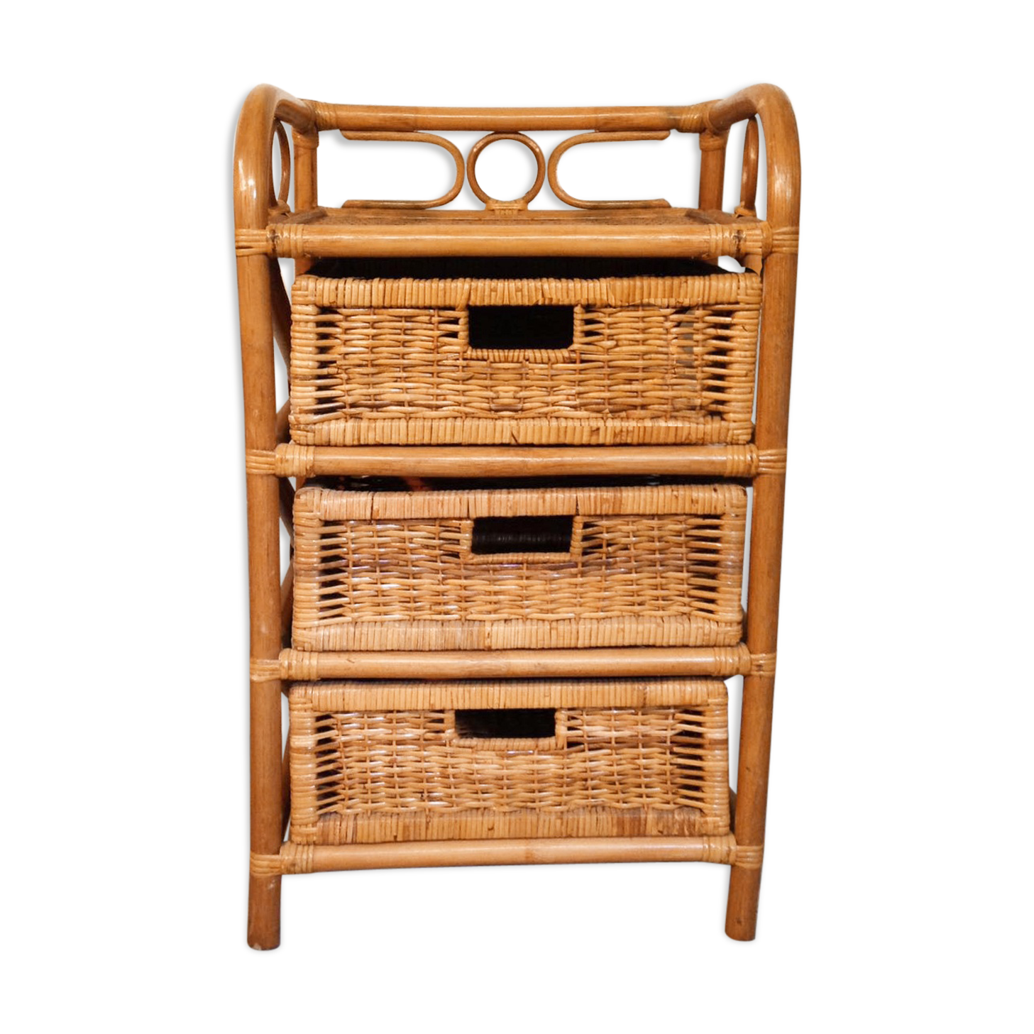 Meuble à tiroir en rotin vintage Selency