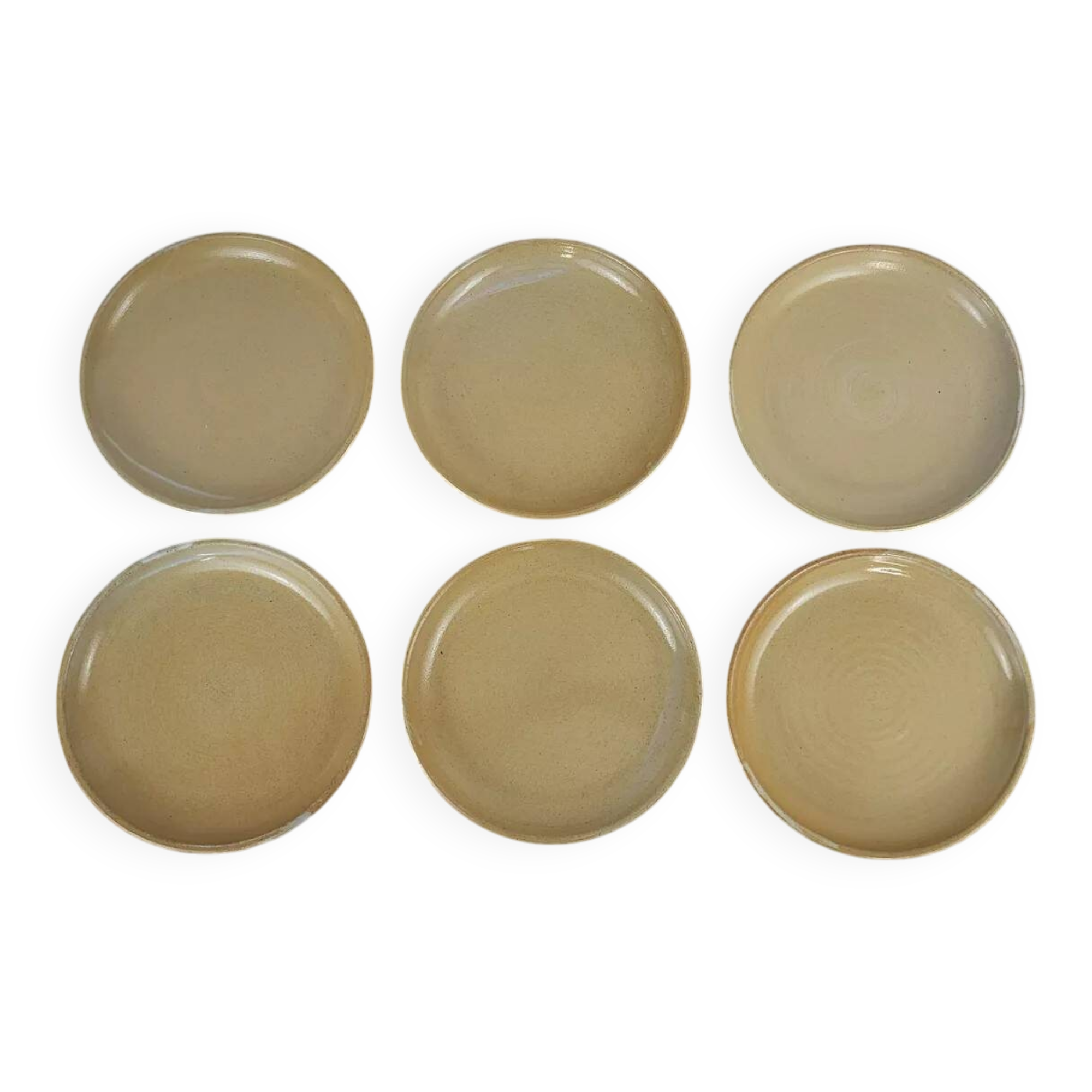 6 stoneware dessert plates, Auger Pottery