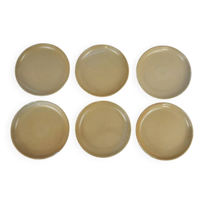 6 assiettes à dessert en grès Poterie Auger