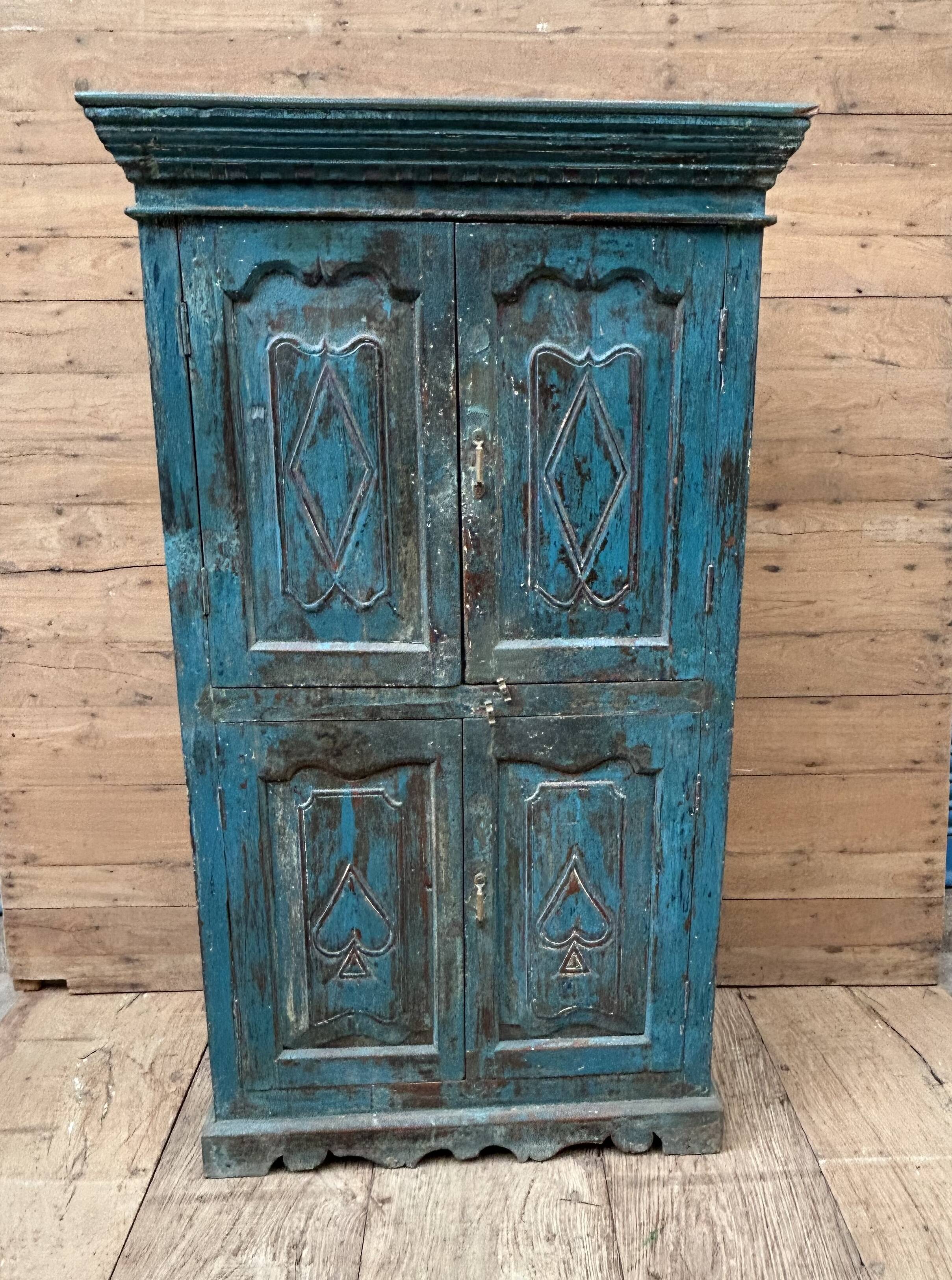 Rajasthani wardrobe in Burmese teak with original patina.