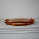 Set of two orange glass trays