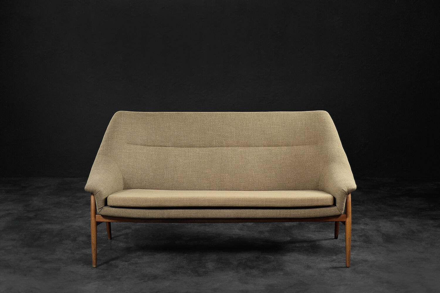 Vintage Mid-Century Scandinavian Modern 2-Seater Brown Fabric Sofa Grace by Ikea, 1961