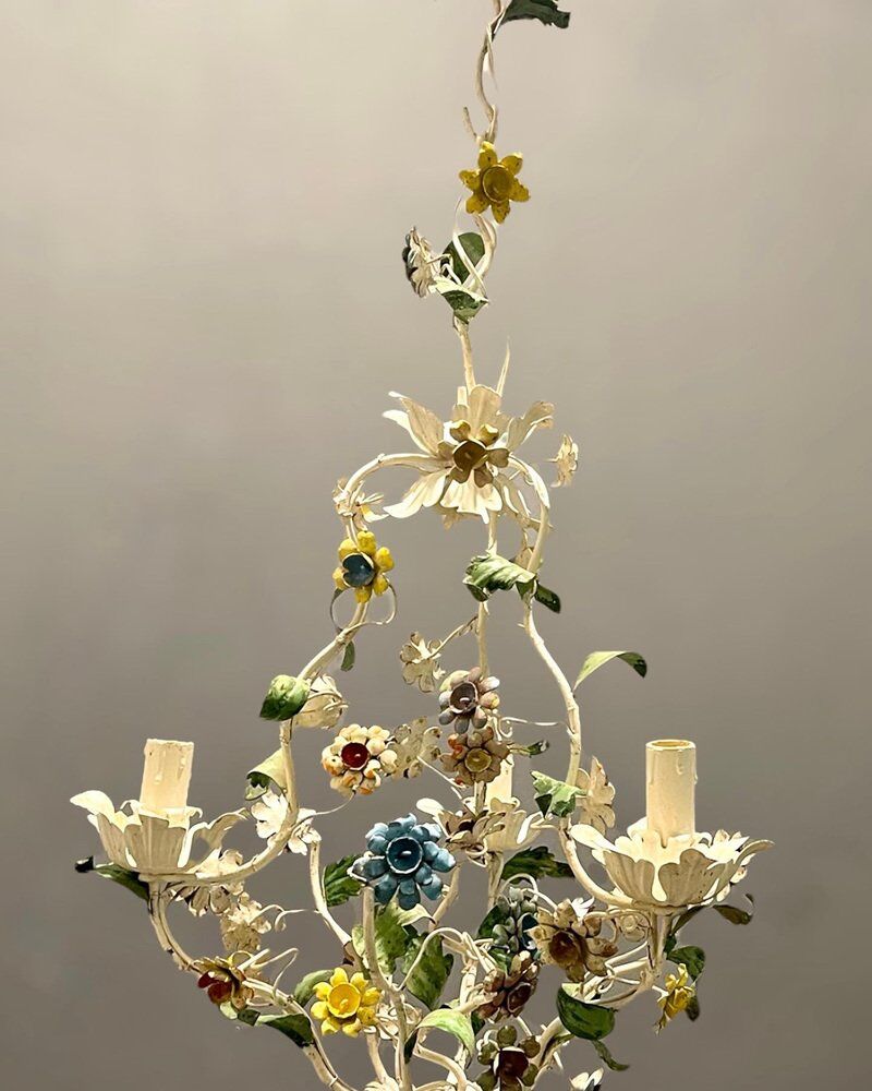 Lustre italien Tole Flower années 1960