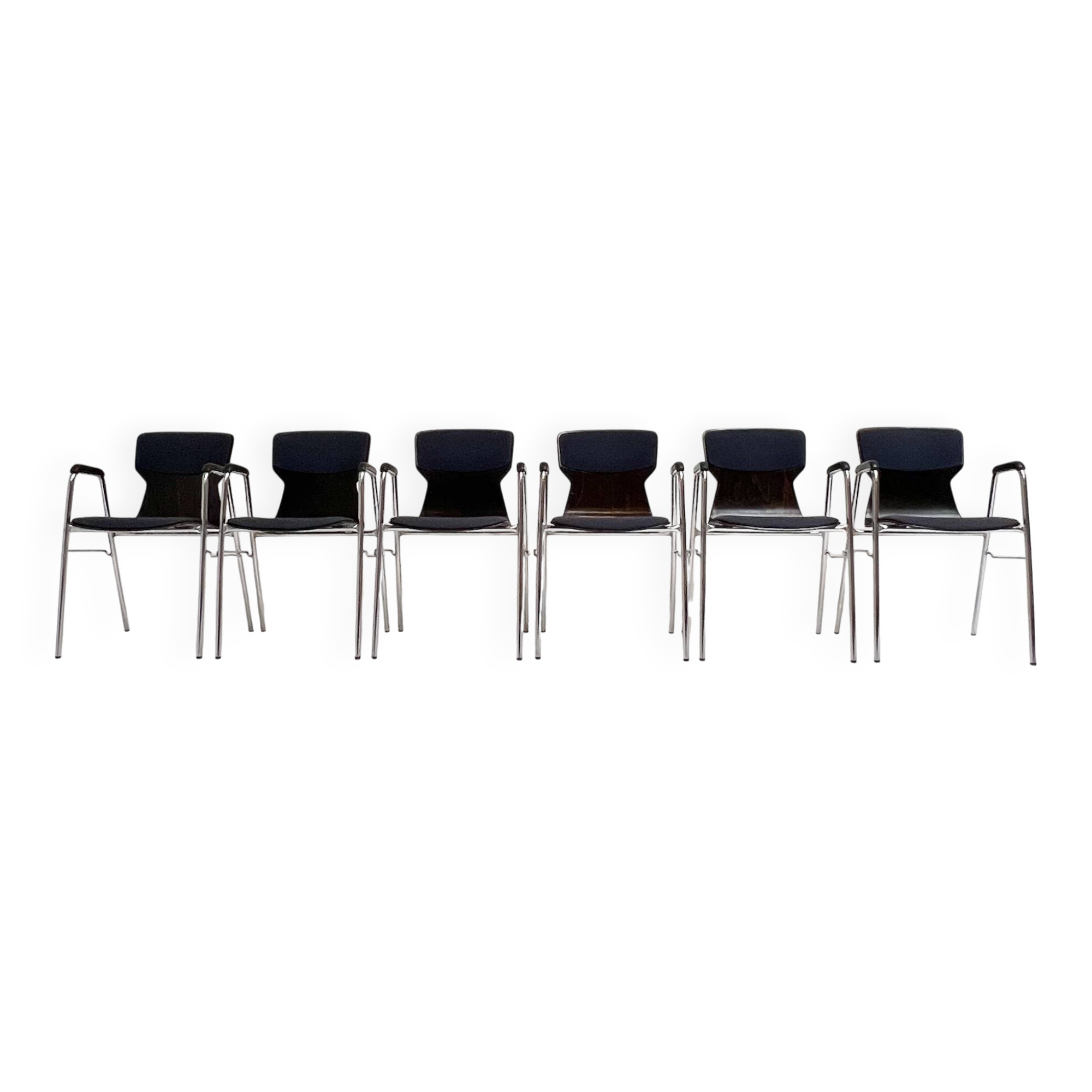 Set of 6 upholstered Eromes Pagholz chairs, 1960s