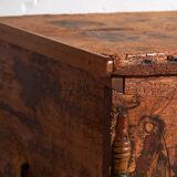 Antique brown trunk with floral patterns (c.1920) #13