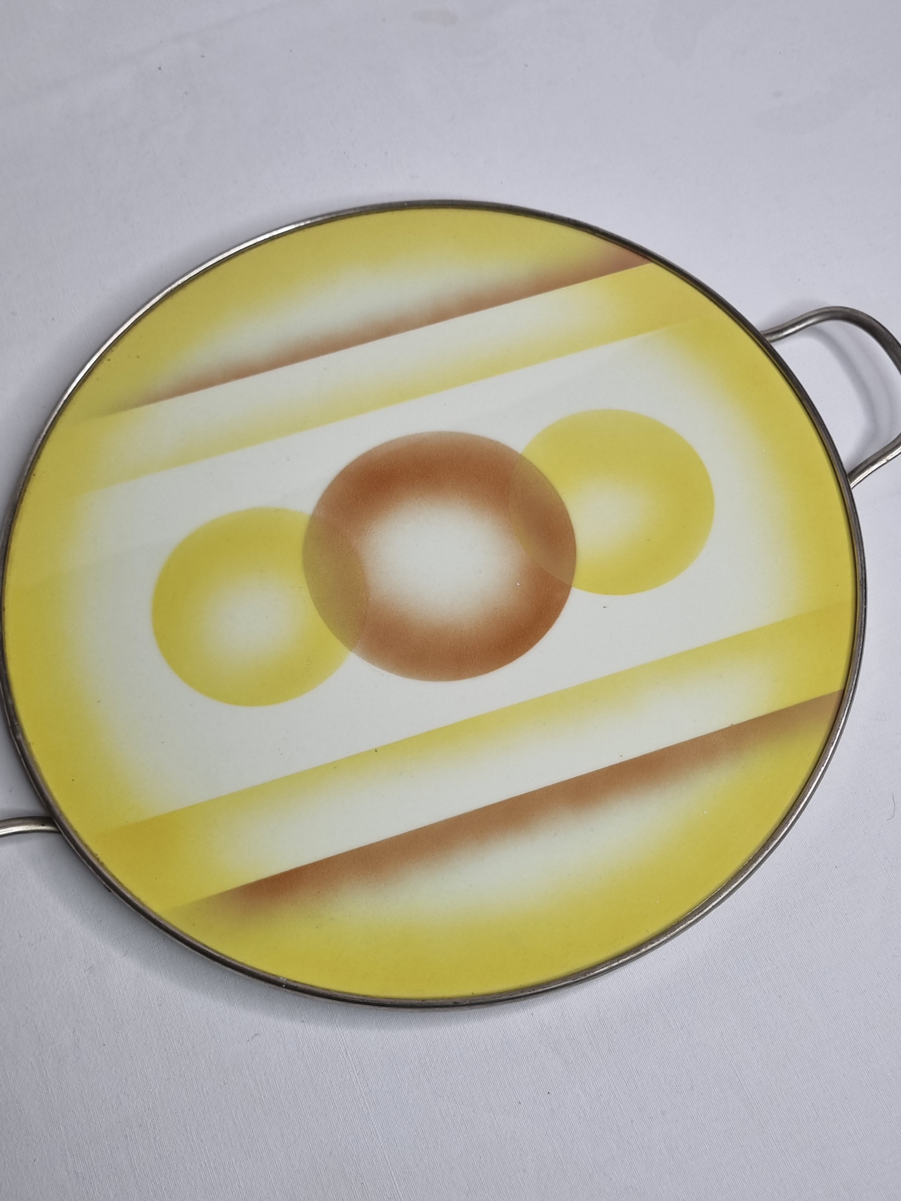 Vintage pie dish in circled earthenware, Steingutfabrik Grünstadt, 1930