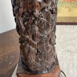 Carved wooden Balinese lamp base