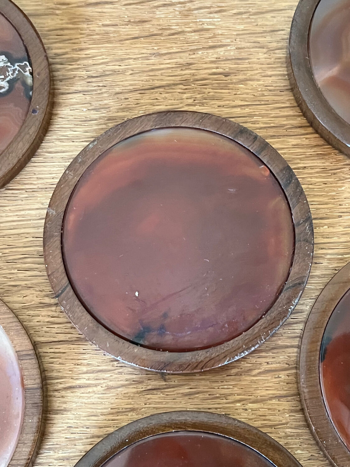 Wood and agate coasters