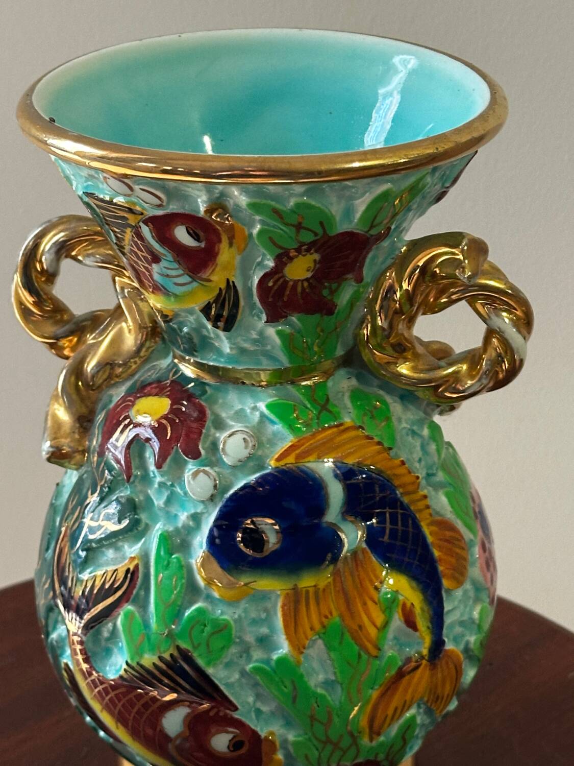 Cerdazur Monaco vase in ceramic with fish decoration
