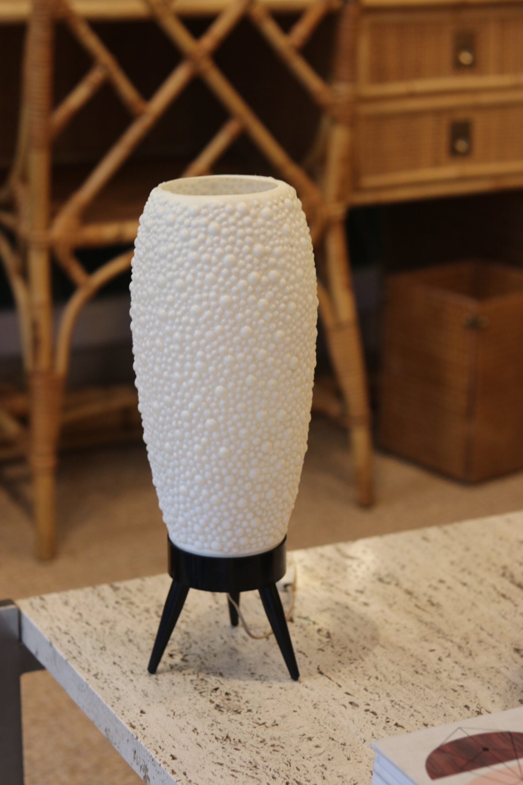 Mid-century textured plastic lamp, 1950s–60s.