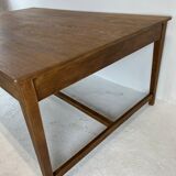 Two-sided oak work table, with 4 drawers
