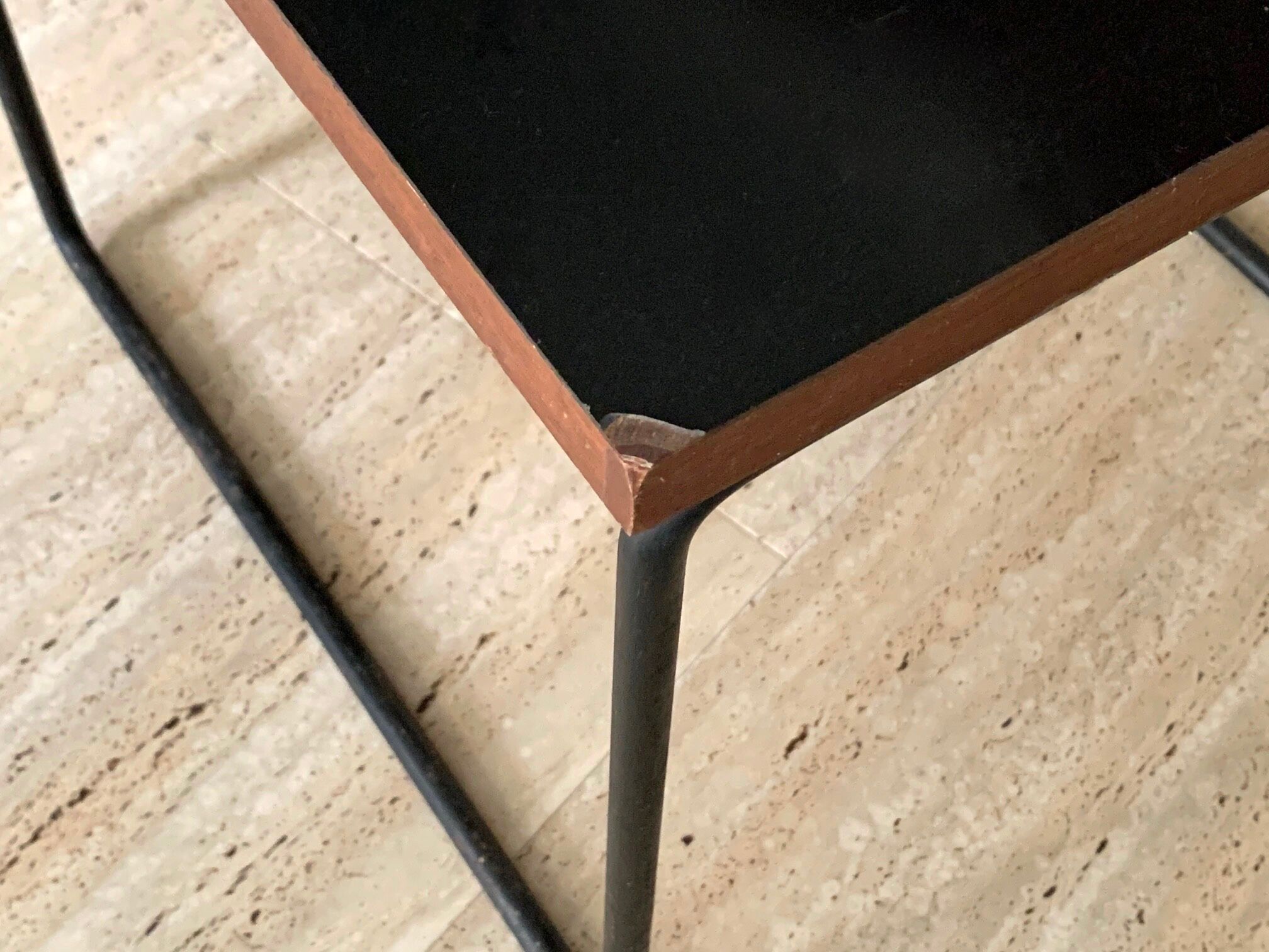 Black "flying" coffee table by Pierre Guariche for Steiner