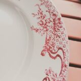 6 flat plates, Saint Amand earthenware, Fleurie series "Glycine"