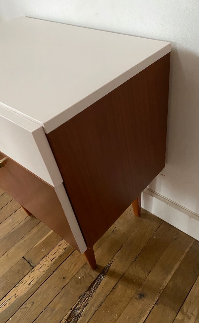 Wooden bedside table and nude