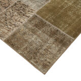 Hand-Knotted Oriental Vintage 198 cm x 300 cm Brown Patchwork Carpet