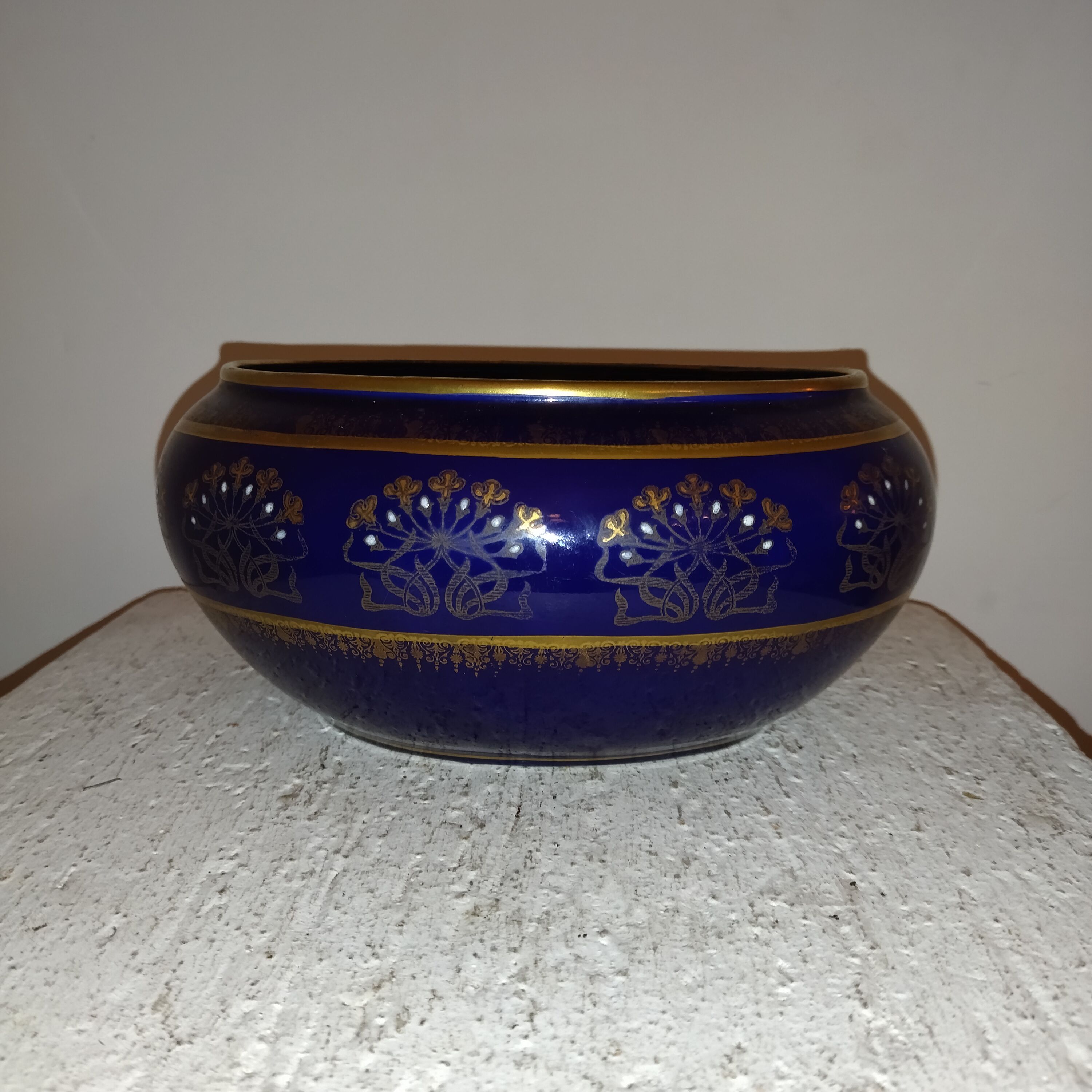 Planter vase or potenware cache enamels art-nouveau 1900