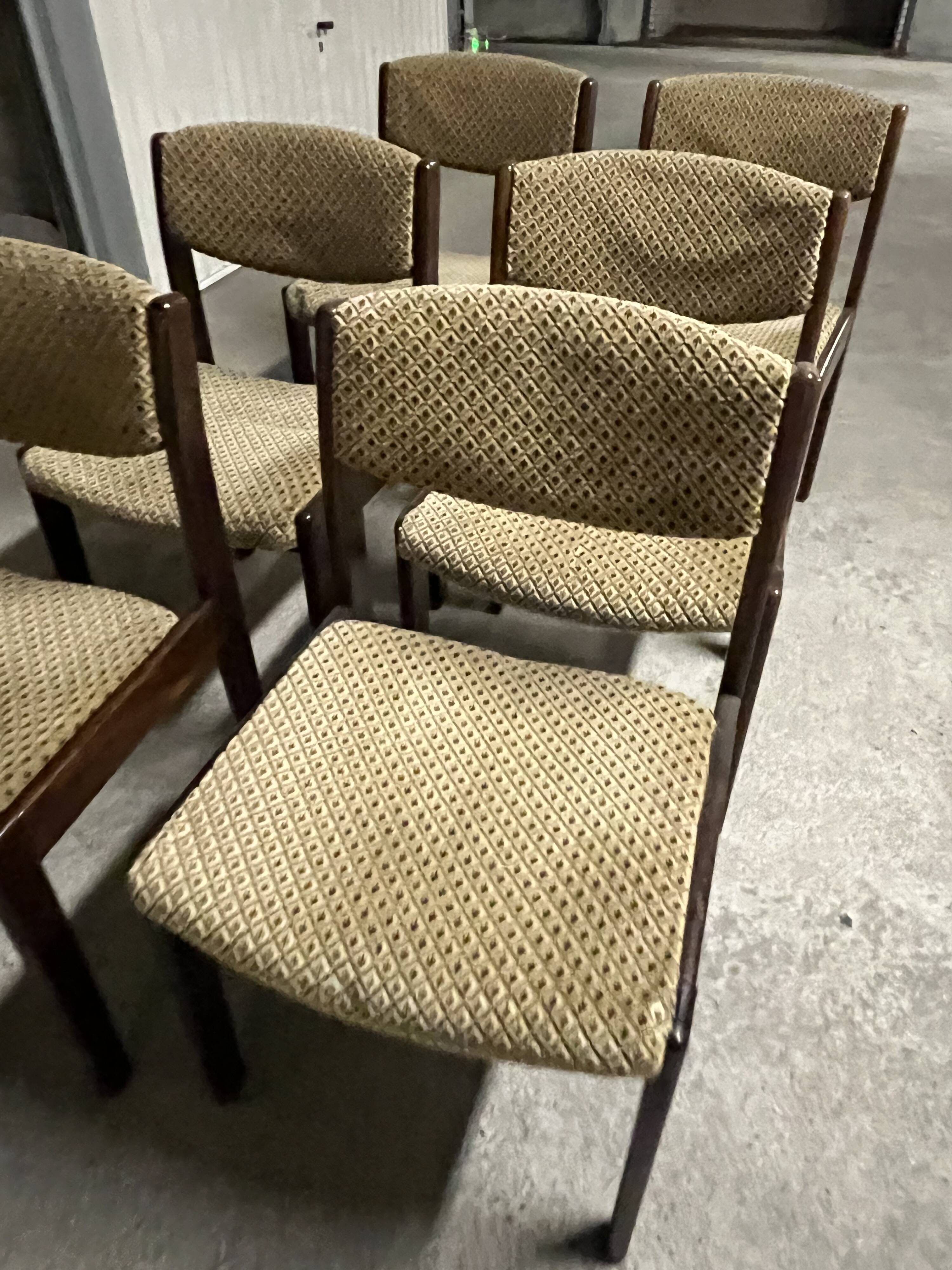 6 wooden chairs 1960 1970 vintage Scandinavian style