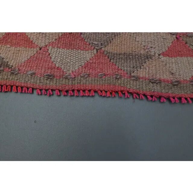 1970s Vintage Turkish Oushak Handmade Wool Cotton Pink Runner Rug 90x365