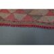 1970s Vintage Turkish Oushak Handmade Wool Cotton Pink Runner Rug 90x365